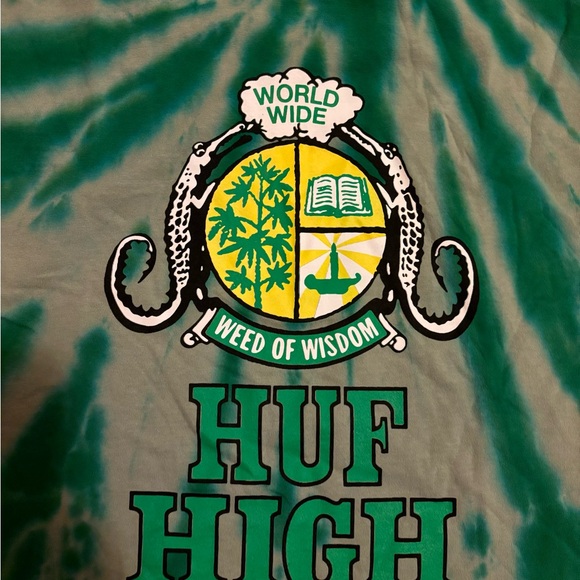 Huf Worldwide Skateboard Shirt T-Shirt Tee Huf High Tie Dye Sycamore Medium - Picture 3 of 5